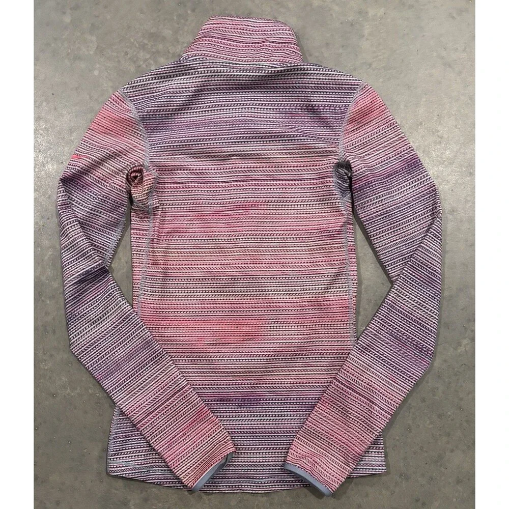 Nike Dri Fit Women XS 1/2 Zip Long Sleeve Pullover Top Pink Thumb Holes